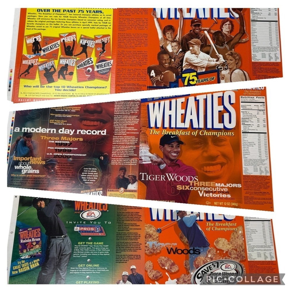 Wheaties Collectible Cereal Box Collect Tiger Woods Bruce Jenner Michael Jordan